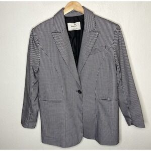 Stradivarius Women's Small Blazer Black and White Houndstooth Oversized Boxy Fit